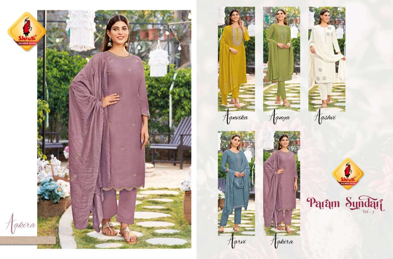 PARAM SUNDARI VOL 3 BY SHRUTI SUITS BRAND PRESENTS PURE VISCOSE SILK BASE GORGEOUS ZARDOZI, MOTI, MIRROR HANDWORK KURTI WITH PANT AND SILK BASE CROCHET DUPATTA-INDEX